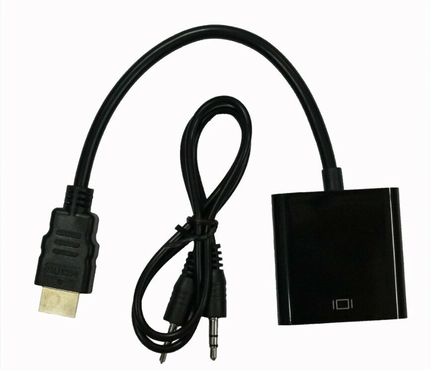 Переходник адаптер HDMI VGA с передачей звука для мониторов, ноутбуков, компьютеров, PC, телевизоров, PS3, PS4, приставок черный