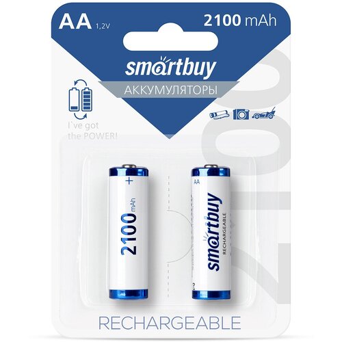 Аккумулятор NiMh Smartbuy AA/2BL 2100 mAh (24/240) (SBBR-2A02BL2100) аккумулятор тип aa пальчиковый 1 2 в 2800 мач блистер 2 шт rexant 30 1428