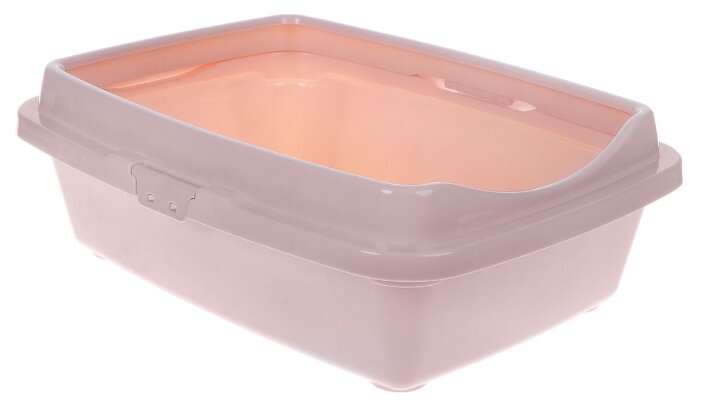 Лоток Туалет для кошек с бортом, пепельно-розовый , 26,5 х 37 х 12,5 см - фотография № 1