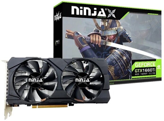 Видеокарта Ninja (Sinotex) GTX1660Ti PCIE (1536SP) 6GB 192-bit GDDR6 DVI HDMI DP (NF166TI66F)