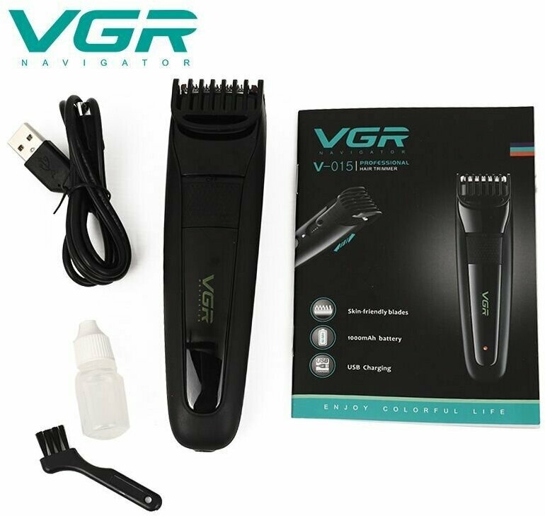 VGR V-015 Электрическая машинка для стрижки волос мужской триммер с аккумулятором - фотография № 1