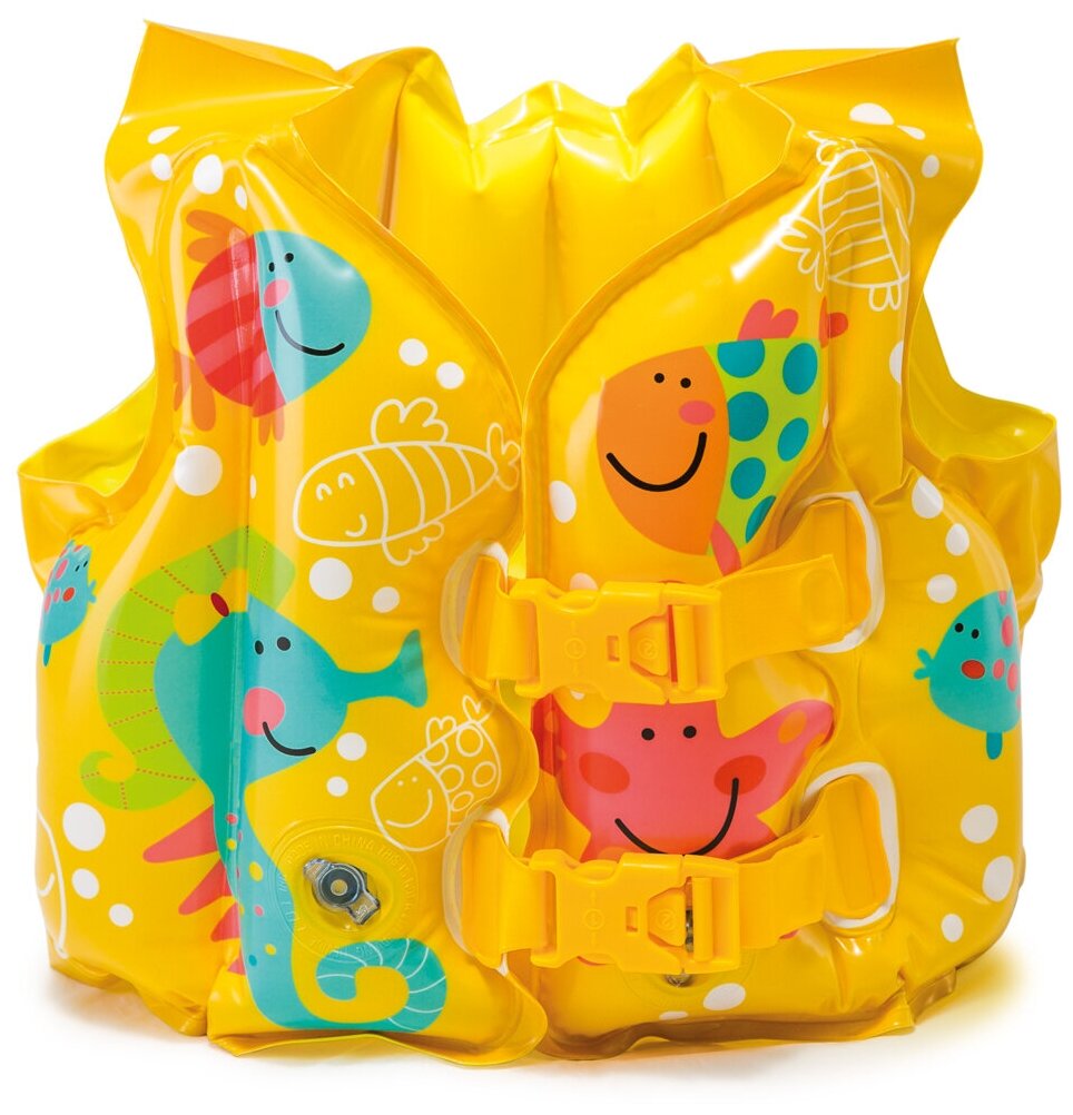 Жилет надувной для плавания детский "Счастливые рыбки", 41х30см от 3-5 лет, Intex 59661