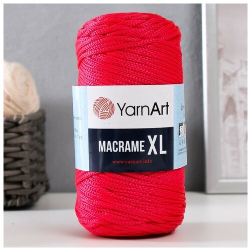 Пряжа Macrame XL 100% полиэстер 130м/250г (163 красный) карамель аленка красный октябрь 250г