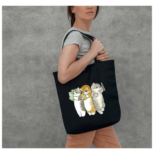 фото Сумка шоппер котики и акула нет бренда