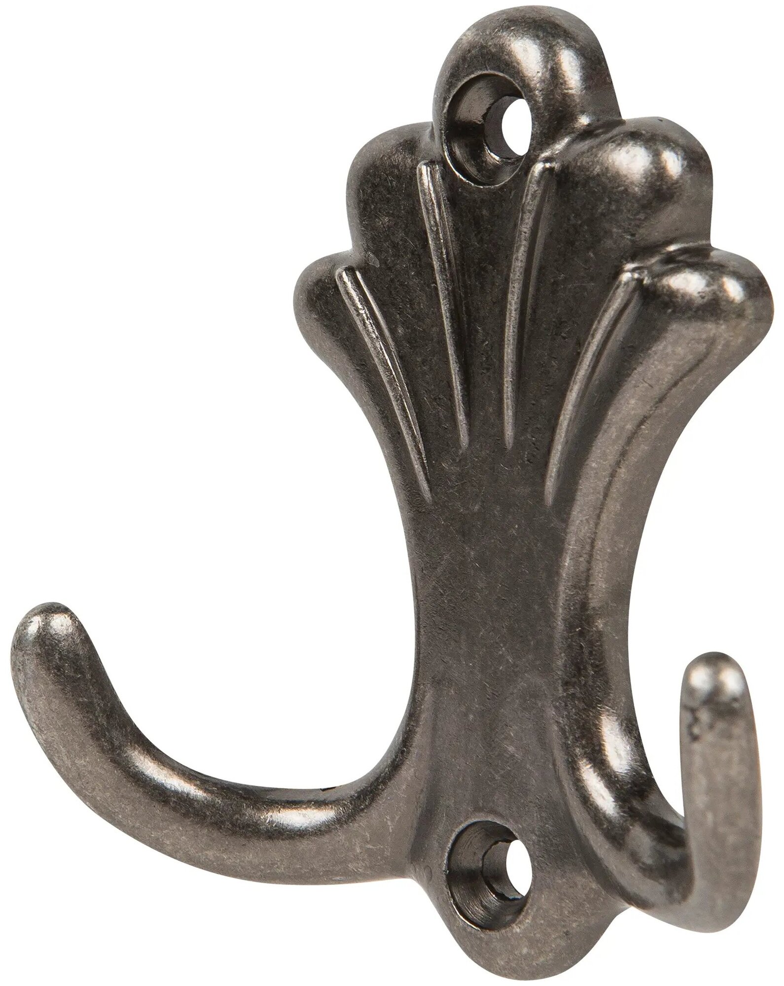 Крючок мебельный KR 0290 BAZ двойной, сталь, цвет старинный чёрный цинк - фотография № 1