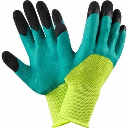 12 пар. Нейлоновые перчатки салатовые с черными пальцами 12 пар.