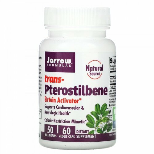 Транс-птеростильбен, 50 мг, 60 растительных капсул, Jarrow Formulas