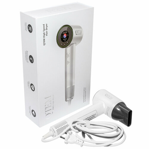 QTEM Фен Touch Sensing Hair Dryer, белый, 1 шт
