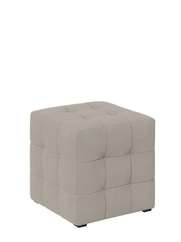 Пуф ТриЯ Тип 1, велюр, экокожа, бежевый, квадратный, 42x41x41 см — фото 1