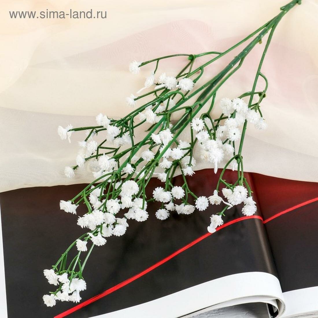 Цветы искусственные Poetry in flowers "Ветка гипсофилы" 1х53 см, белый