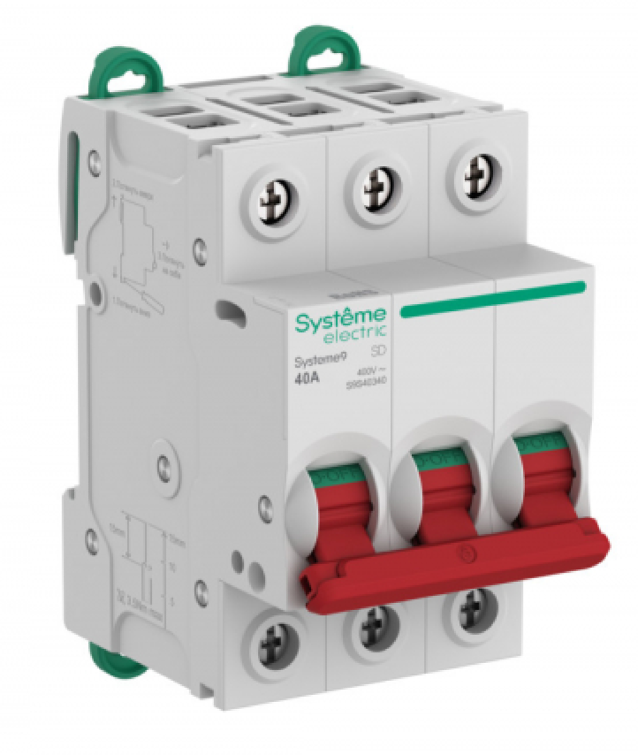 Выключатель нагрузки Systeme Electric / Систем Электрик Systeme9, 3Р 40А 400В, S9S40340 / разъединитель