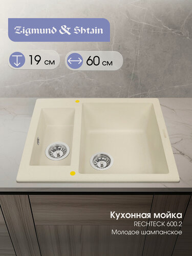 Изображение товара Кухонная мойка Zigmund & Shtain RECHTECK 600.2 молод. Шамп