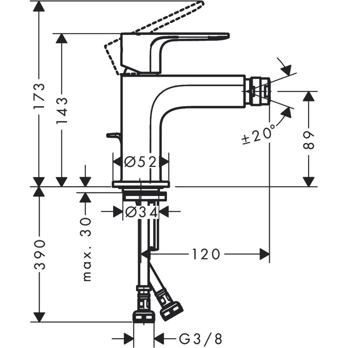 Смеситель для биде Hansgrohe Rebris 72211000 - фото №2