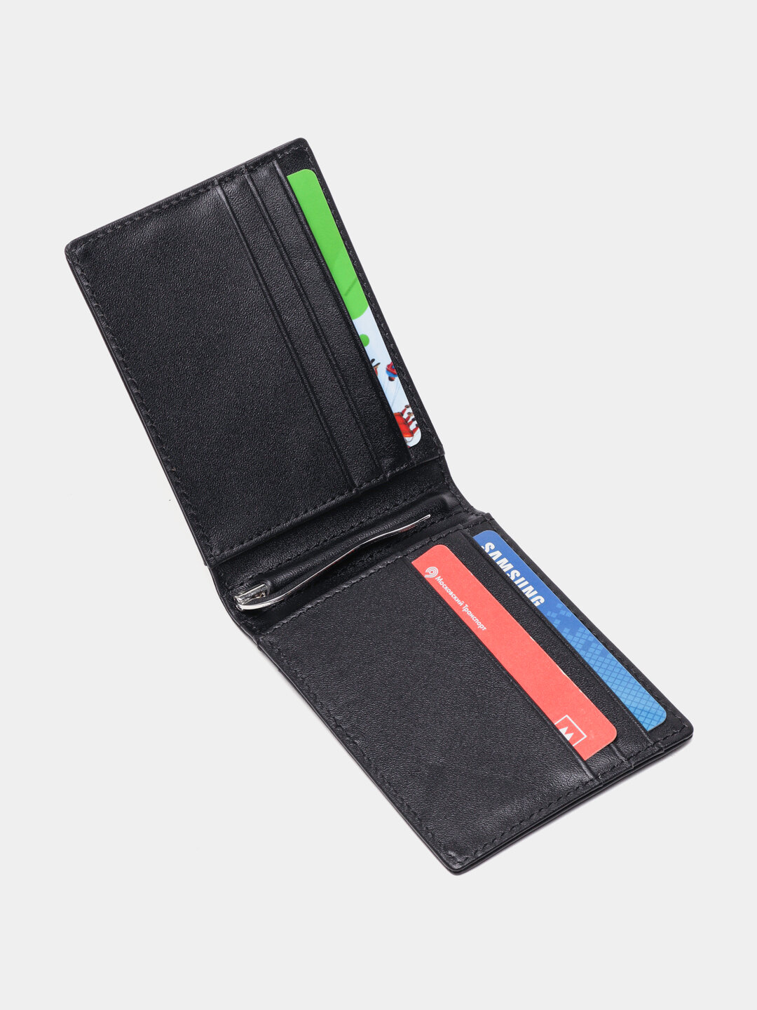 Зажим для купюр GENUINE LEATHER, фактура гладкая, black — фото 1