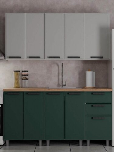Изображение товара ARNIKA Кухонный гарнитур без столешницы, без ручек 1.6 Керамика/Изумруд мдф