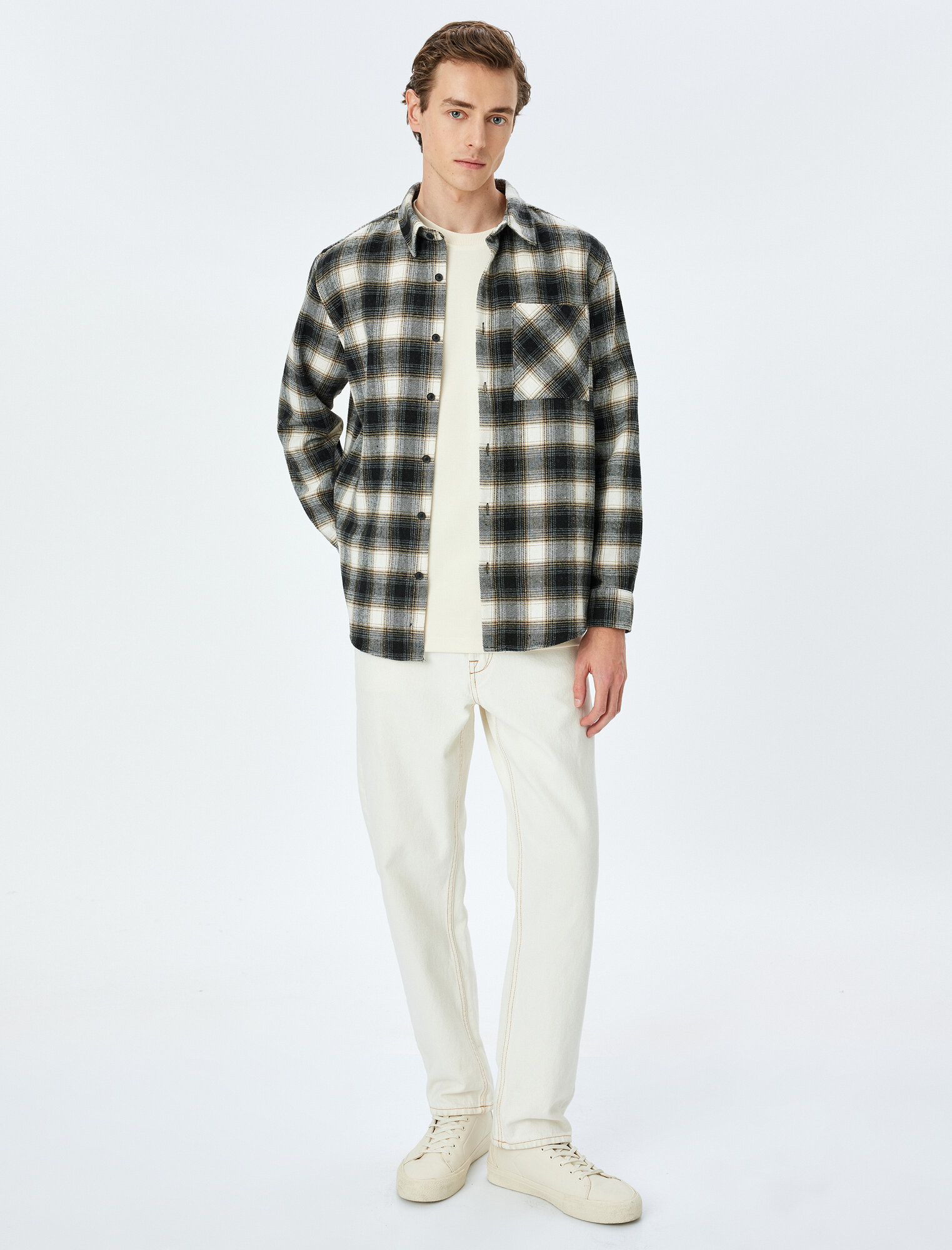 Рубашка KOTON CASUAL, размер M, экрю — фото 1