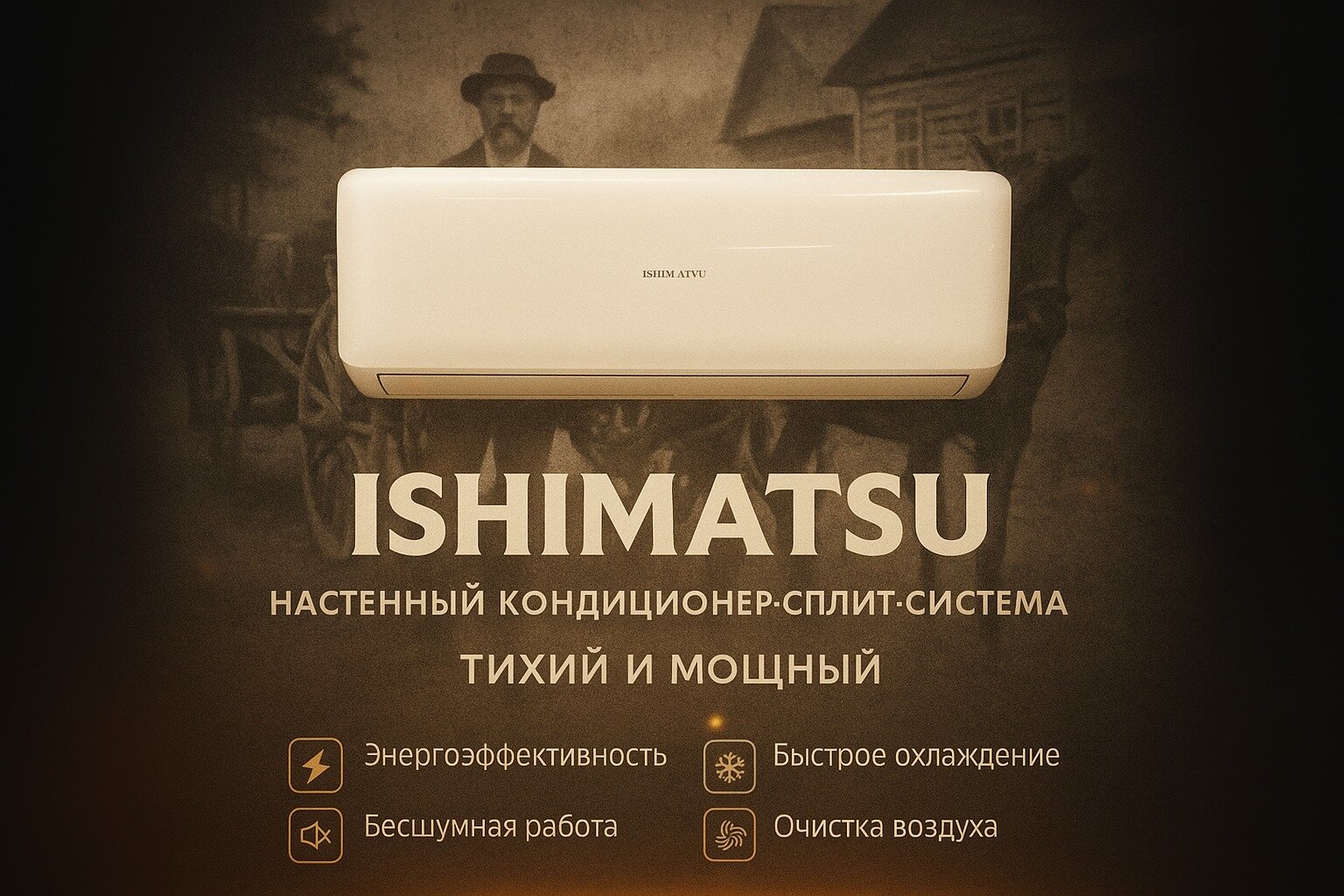 Инверторный кондиционер (сплит-система) Osaka ISHIMATSU AVK-12I. Оснещен японским компрессором.