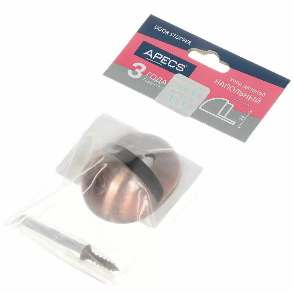 Дверной стоппер APECS упор напольный высота 24 мм медь