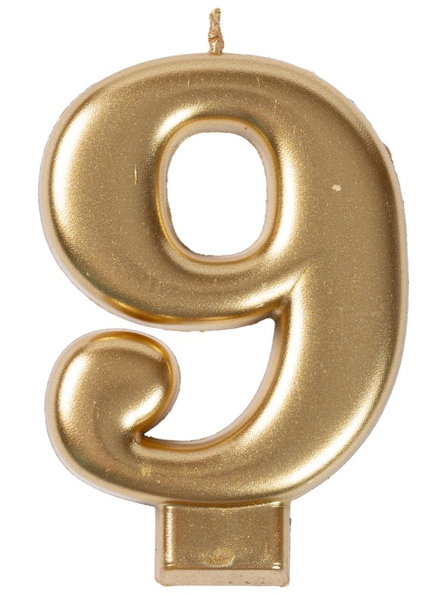 Декоративная свеча Riota "Цифра 9", для торта, форма цифра, высота 8 см — фото 1