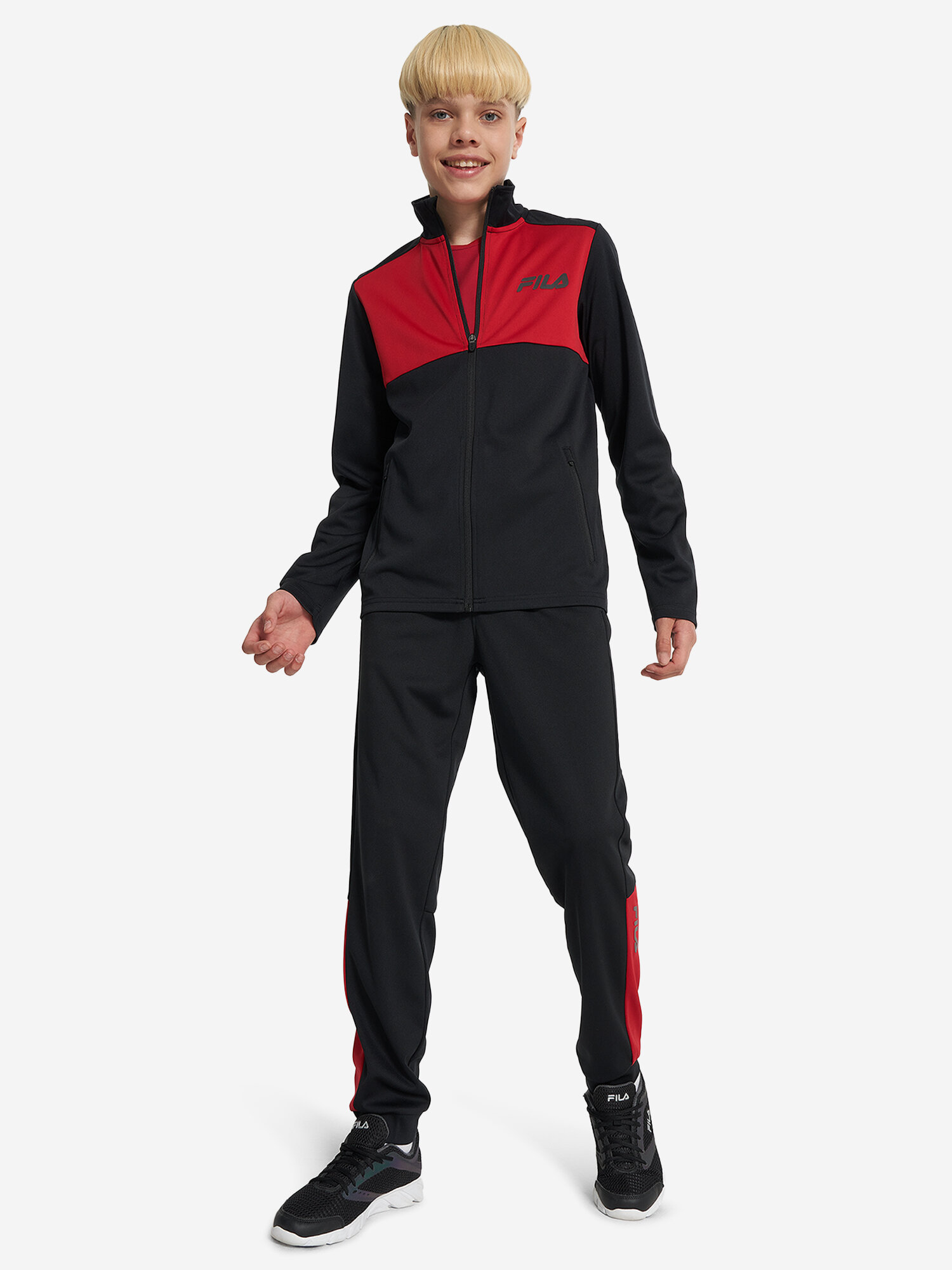 Костюм спортивный Fila, размер 158-164, черный/красный