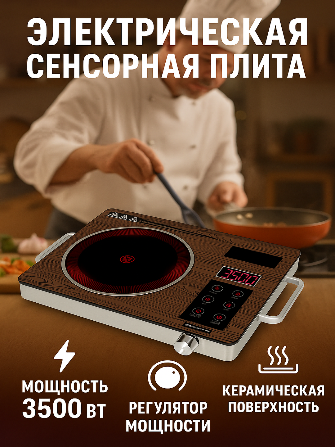 Сенсорная плита, электрическая, для приготовления пищи Ceramic Cooker