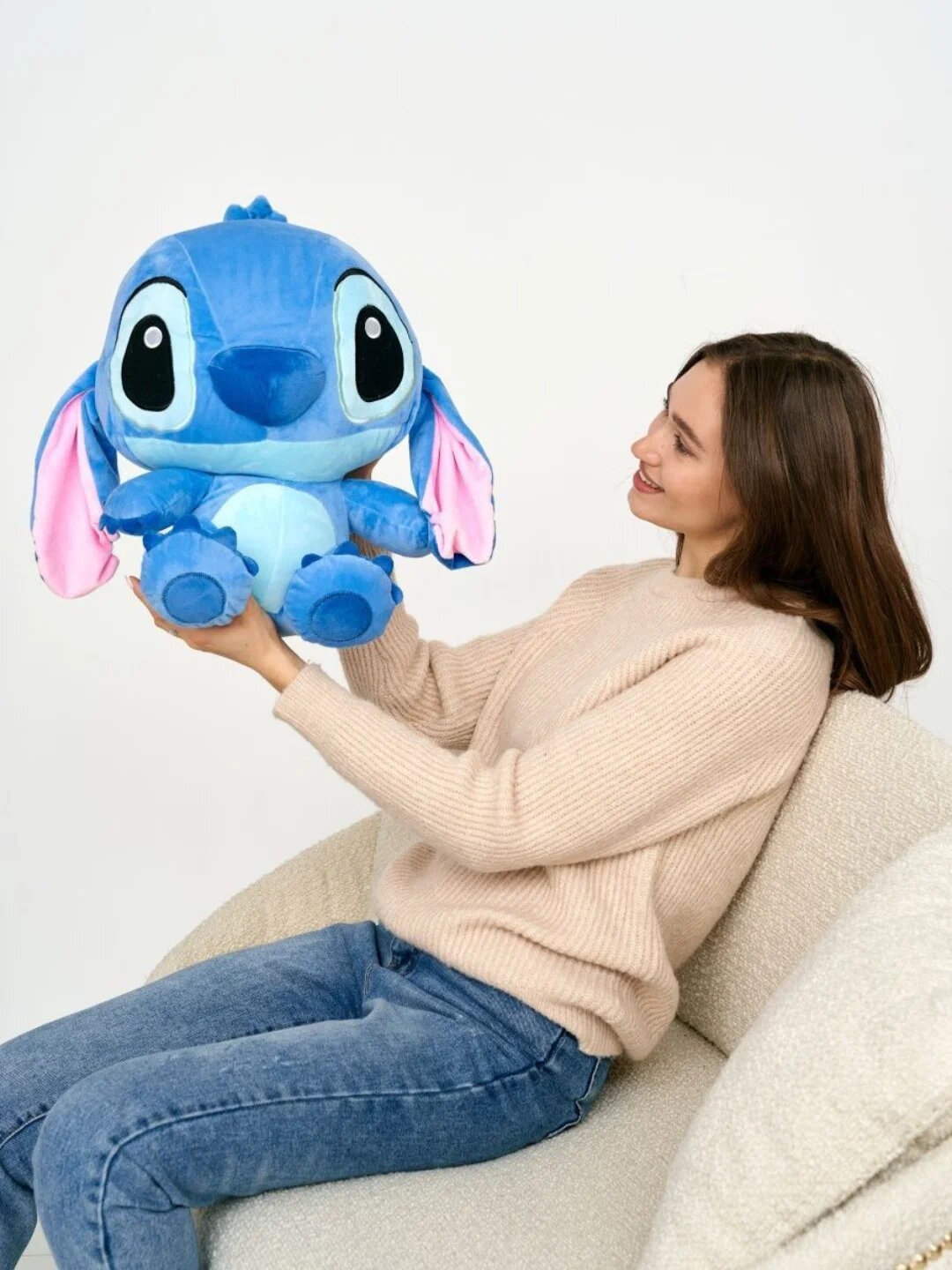 Мягкая детская игрушка Лило и Стич для подарка, синий, 35 см — фото 1