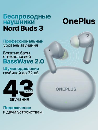 Изображение товара Беспроводные наушники OnePlus Nord Buds 3, E514A (Chromatic Blue), голубые