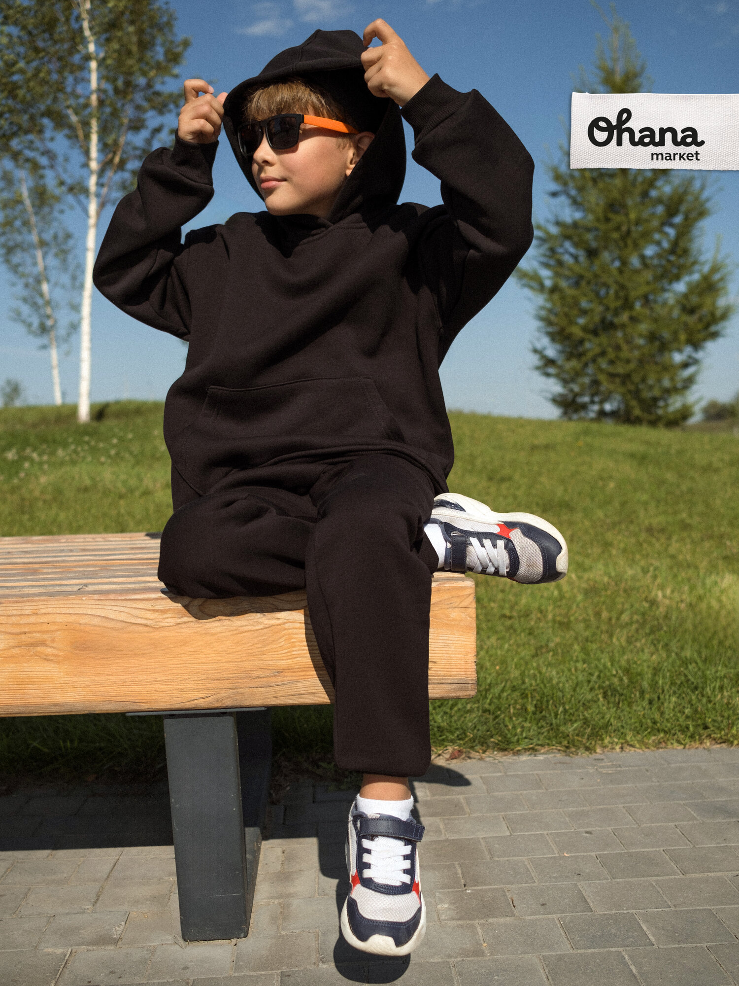 Костюм спортивный Ohana kids утепленный с начесом размер 116 черный