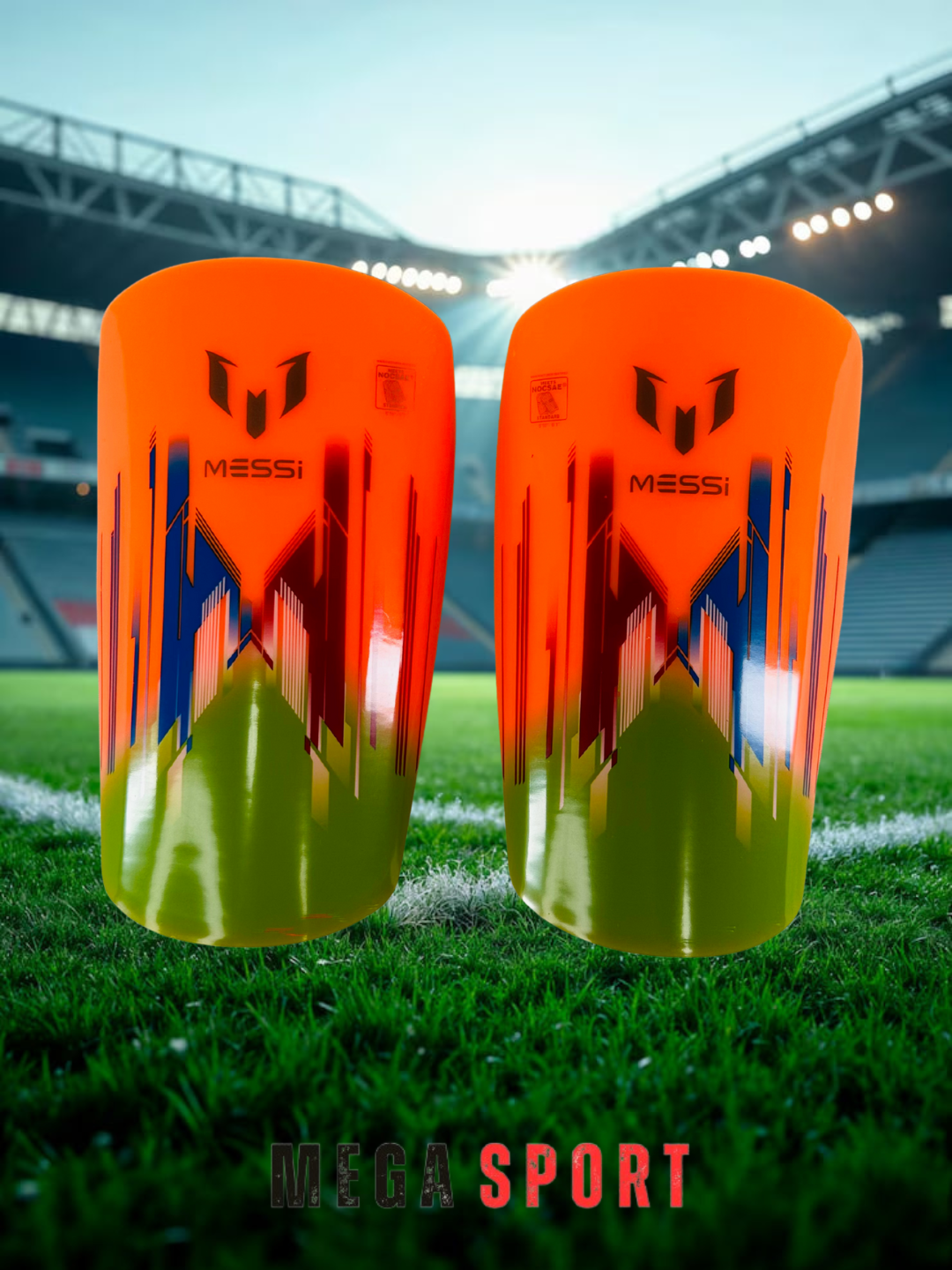 Щитки для футбола, оранжевые, защита голени, пластик, взрослые, L — фото 1