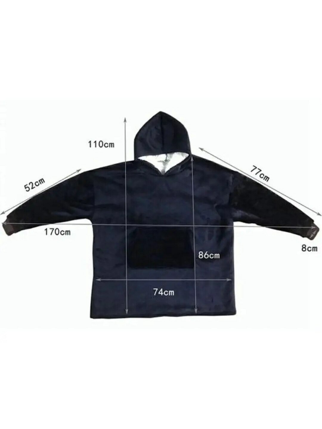 Одеяло-кофта, флис 100%, универсальный размер, с капюшоном и карманом — фото 1