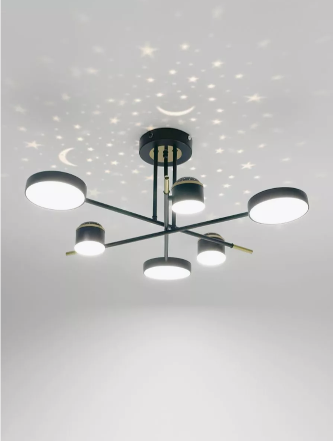 Люстра потолочная светодиодная с эффектом звёздное небо BK+FGD, светильник LED JUPITER LIGHTING, 99 Вт — фото 1