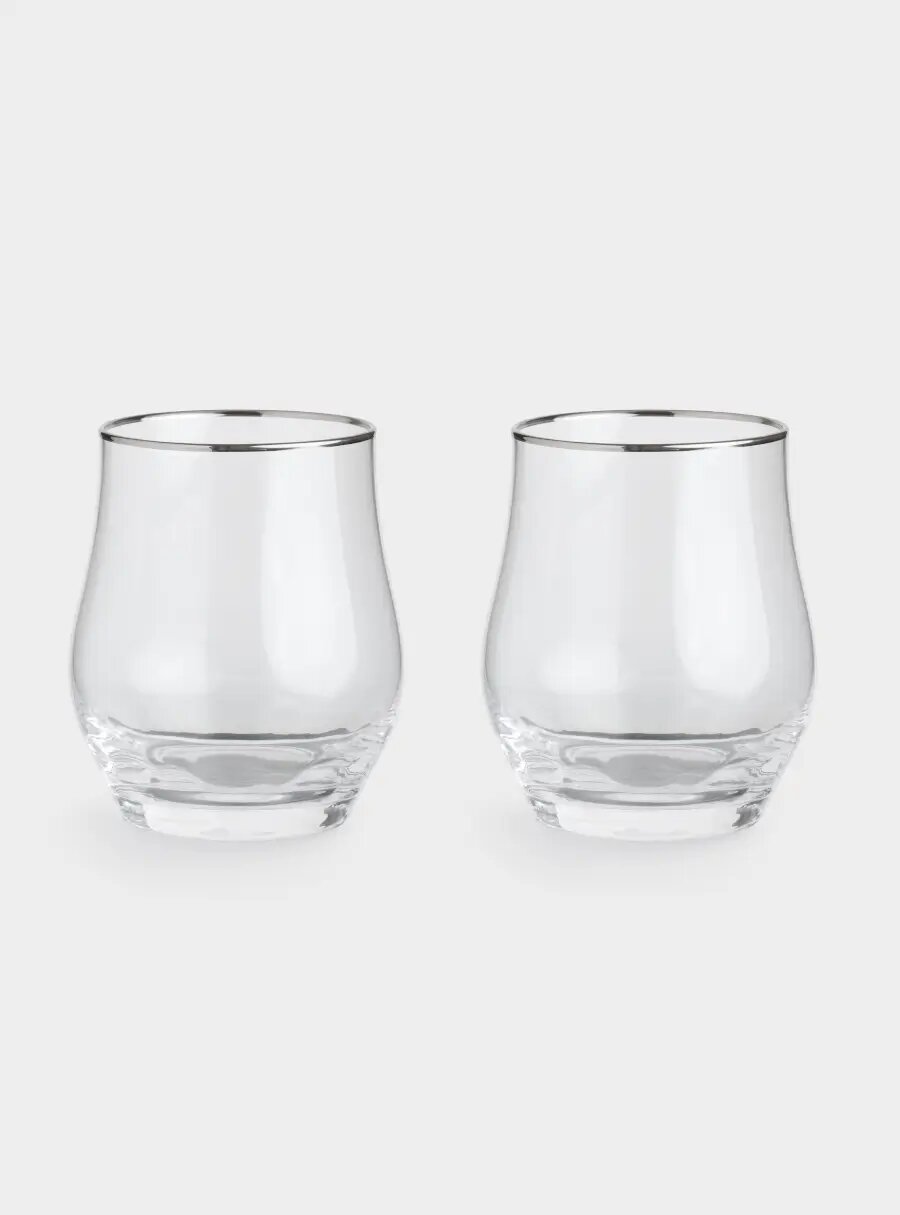 Стакан, 350 мл, 2 шт, стекло, с серебристым кантом, Rhapsody