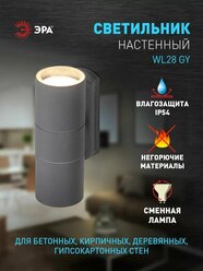 Бра светильник настенный накладной интерьерный уличный фасадный ЭРА WL28 GY 35 Вт GU10 IP54, серый