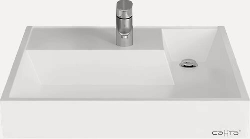 Изображение товара Раковина над стиральной машиной СаНта Юпитер 60х60 на кронштейнах, белая, раковина для ванной из искусственного мрамора, квадратная