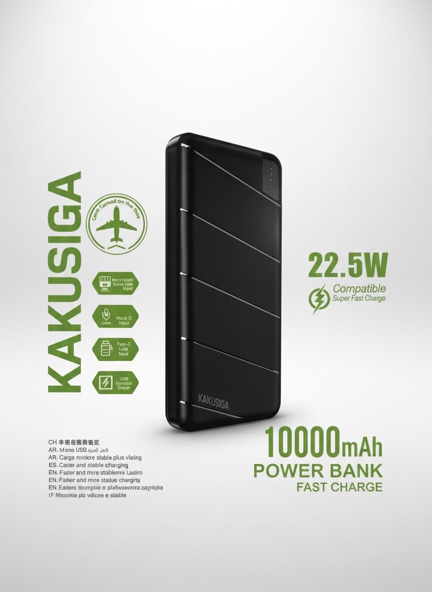 Внешний аккумулятор Kakusiga Power Bank Tezkor, 10 000mAh, 22W, черный