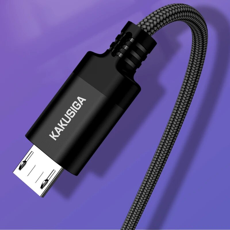 Кабель KAKUSIGA Fast Charging, для зарядки, USB-micro, 1 м, черный — фото 1