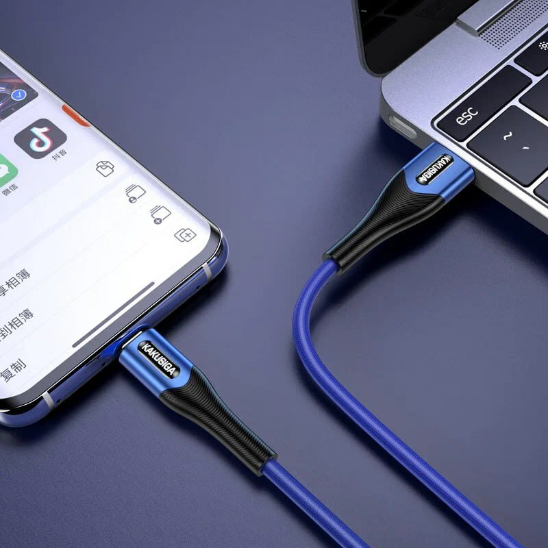 Кабель KAKUSIGA, Type-C, USB, для быстрой зарядки, 60Вт, 1м, черный — фото 1