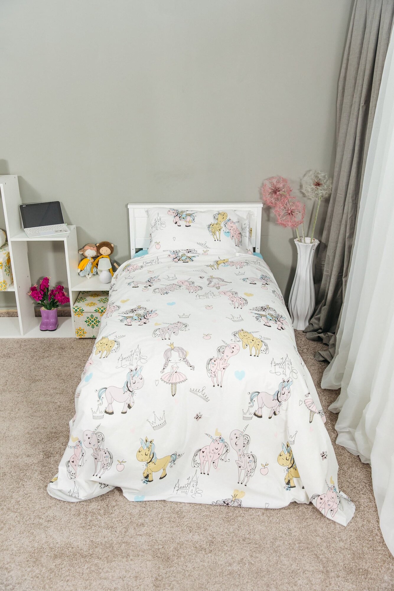 Детское постельное бельё Sweet Dreams 1,5 спальное Unicorn Dreams с единорогами для матраса 90x190 см,