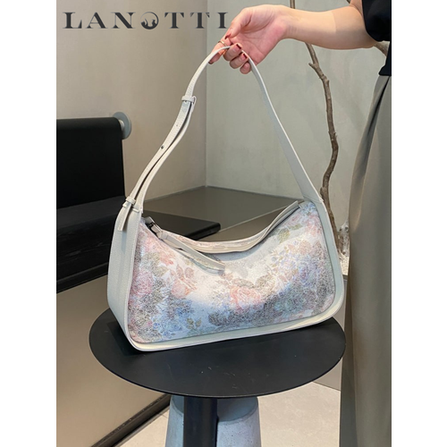 Сумка хобо LANOTTI, фактура зернистая, черный