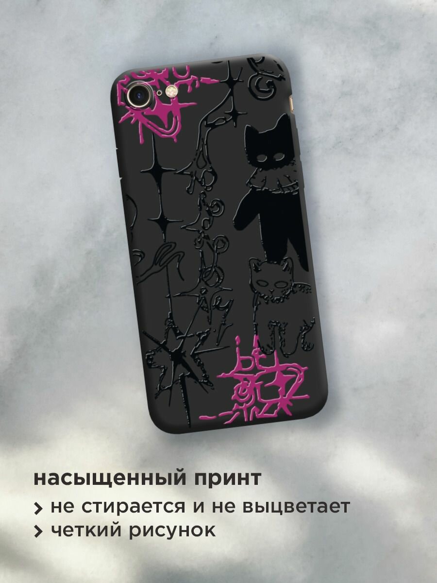 Чехол на Apple iPhone 7/8/SE 2020/SE 2022 / Айфон 7/Айфон 8 с принтом "Готические котики 2" — фото 1