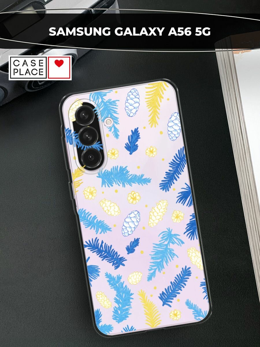 Чехол на Samsung Galaxy A56 5G / Самсунг Галакси А56 5G с принтом "Елки и шишки", прозрачный