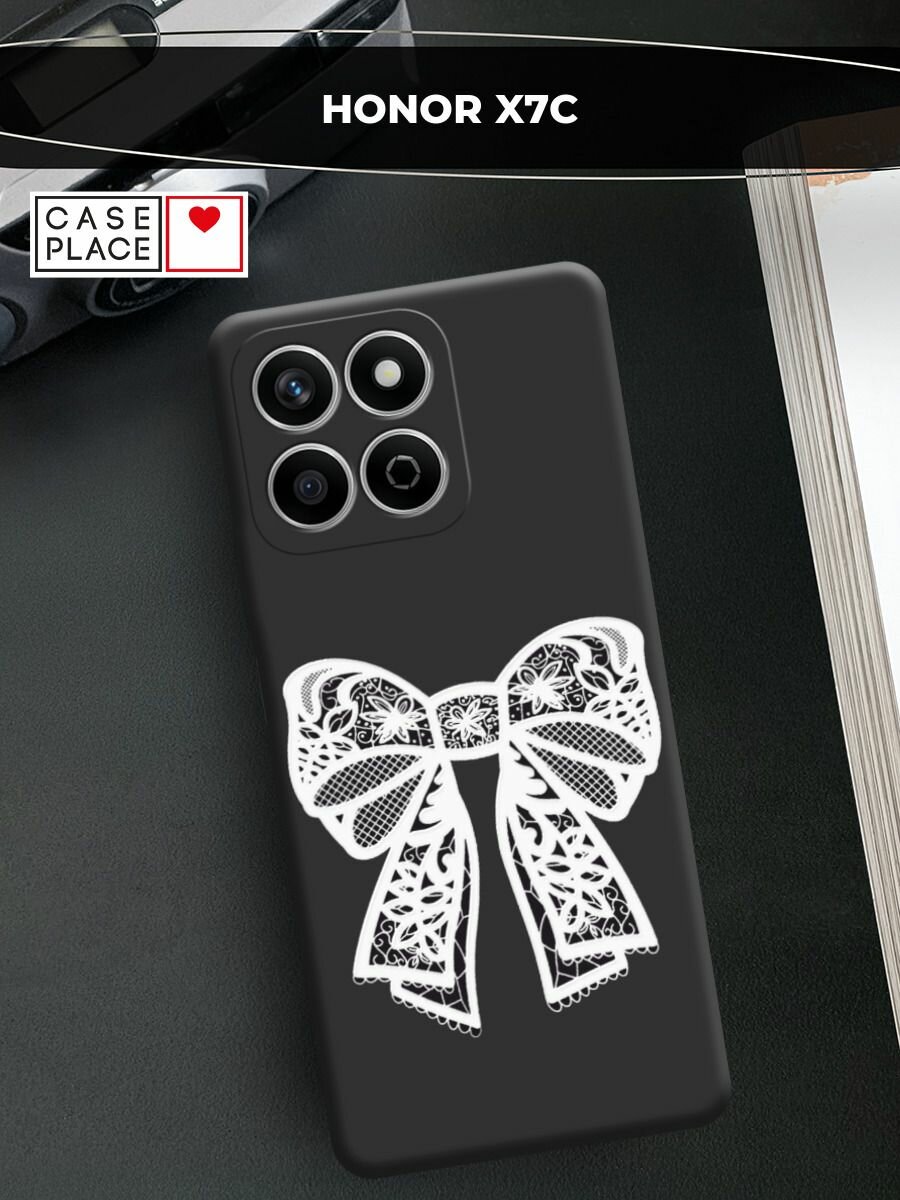 Чехол на Honor X7C / Хонор X7C с принтом "Синий полосатый бант 3"