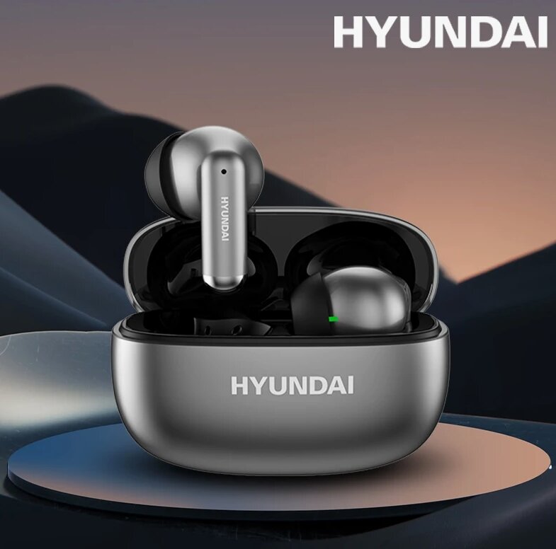 Наушники беспроводные Hyundai HY-Y10, Bluetooth 5.4, до 15 ч работы, серые