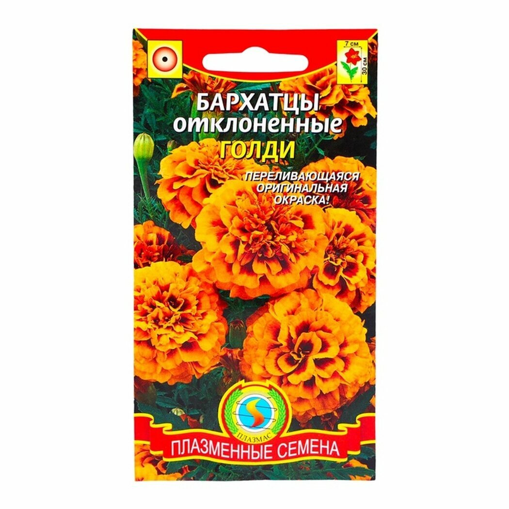Семена бархатцев плазмас  Голди   однолетние  оранжевые  30 штук