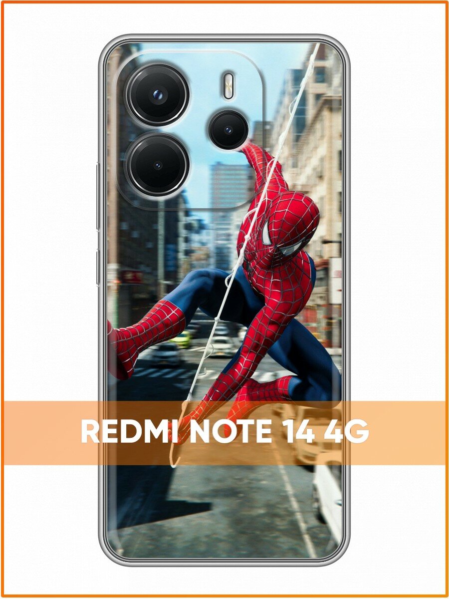 Чехол для Redmi Note 14 4G с принтом для мальчиков с Человеком Пауком (Редми Ноут 14 4Ж)