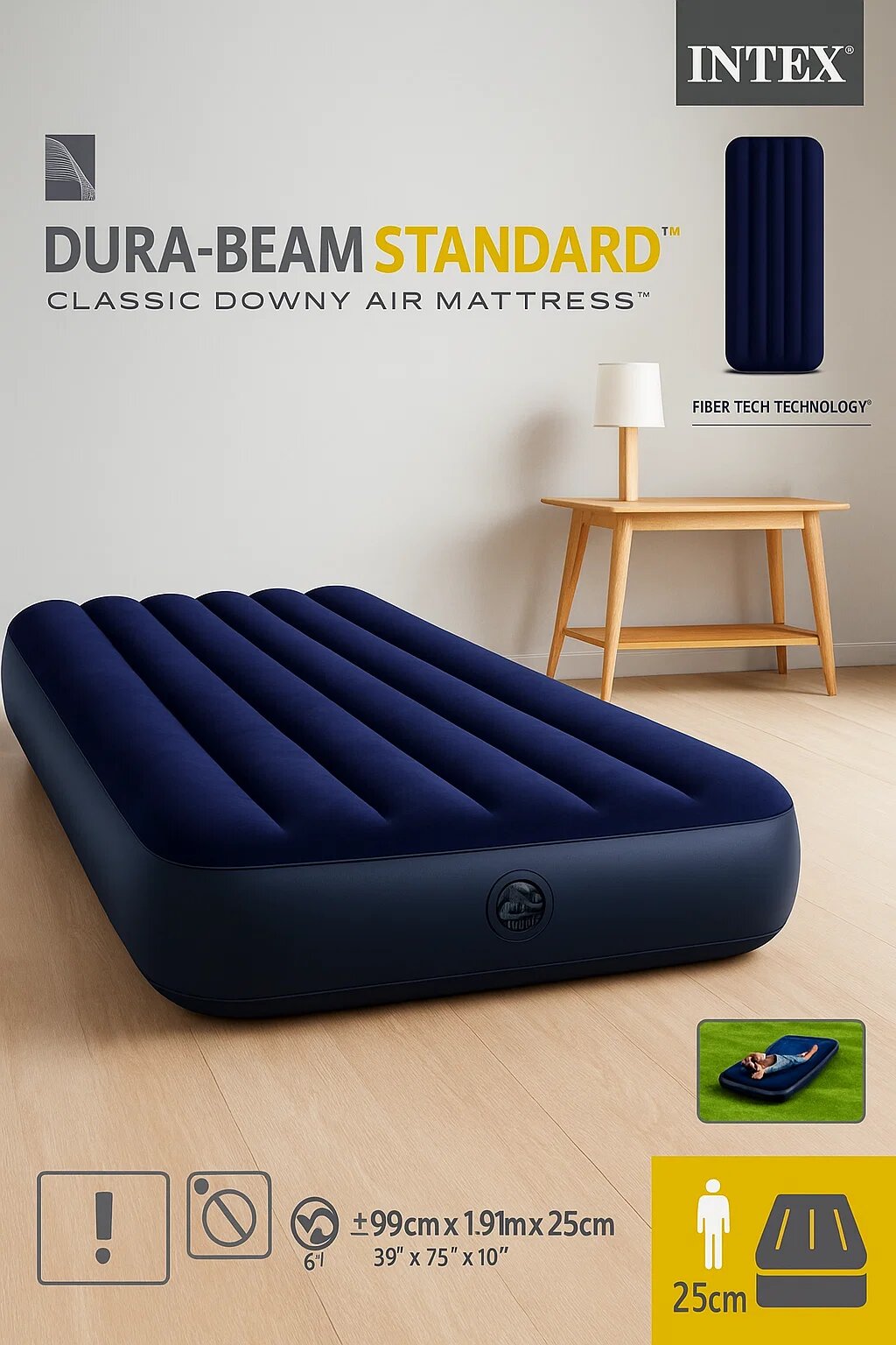Надувной матрас Intex Dura-Beam Standard Classic Downy Air Mattress (односпальный)