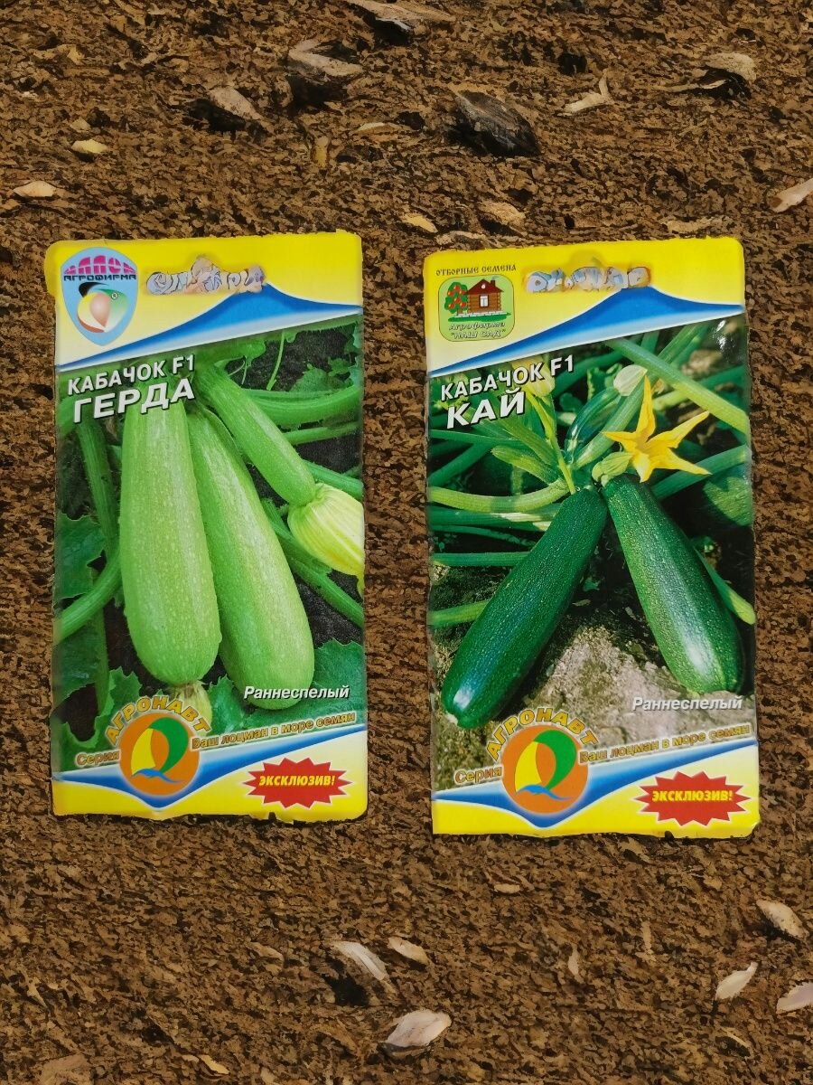 Набор семян кустовых кабачков 2 вида : Кай  Герда (гибриды) Агрофирма Наш Сад по 1 пакету