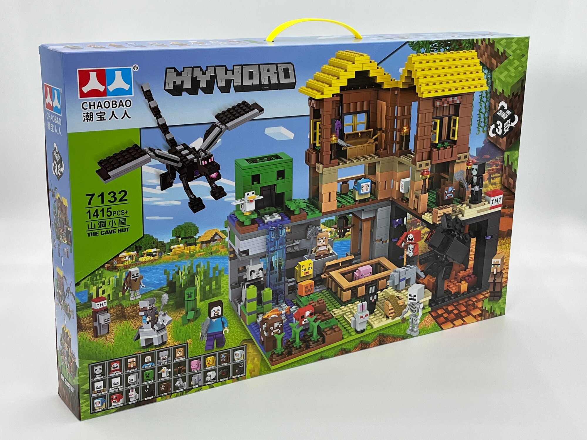 Конструктор Chaobao My World The Cave Hut 7132, 1415 деталей, дом в пещере, 3 в 1, аналог Minecraft, для детей от 6 лет