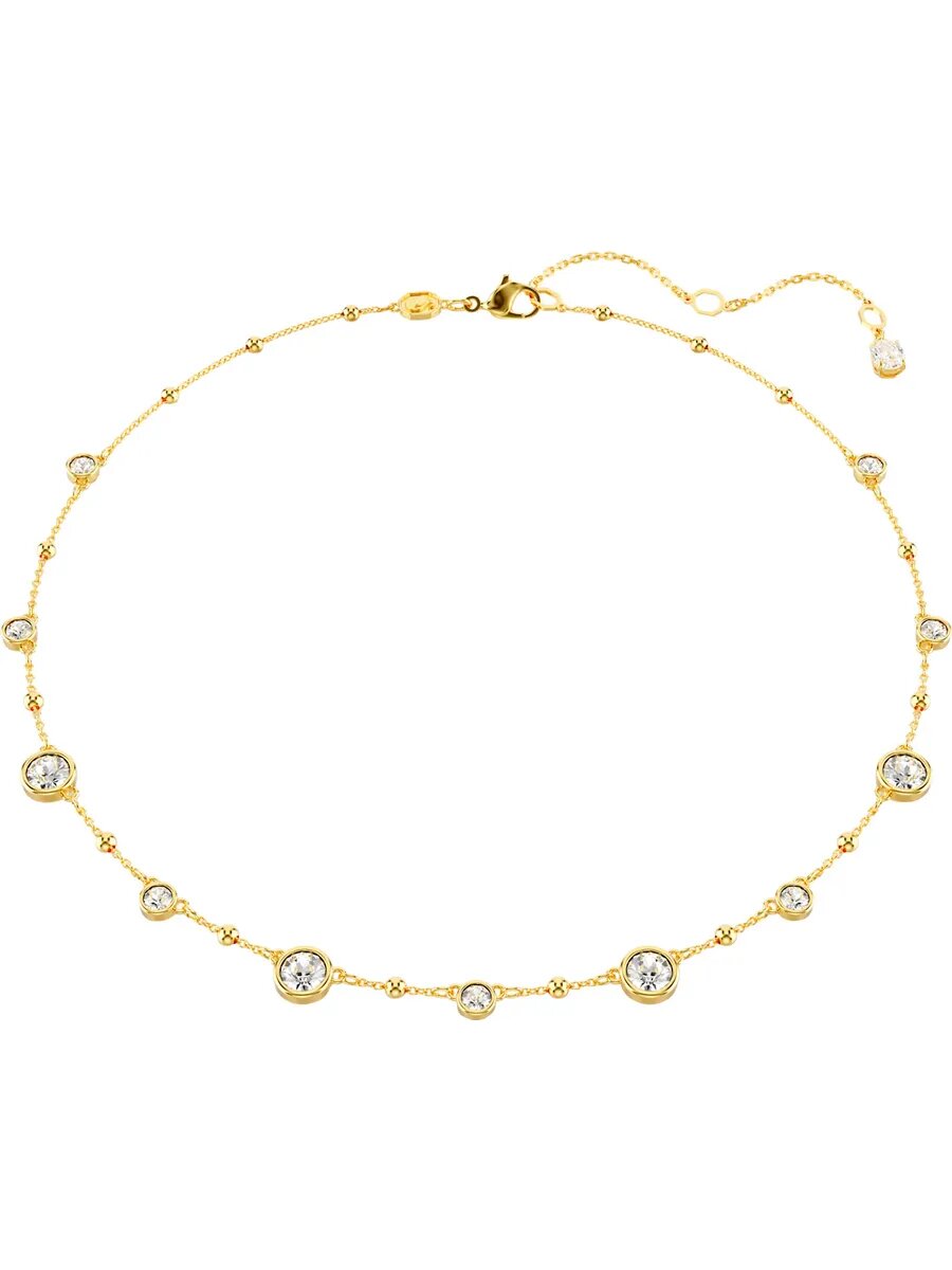 Колье SWAROVSKI, кристаллы Swarovski, длина 45 см, белый, золотой