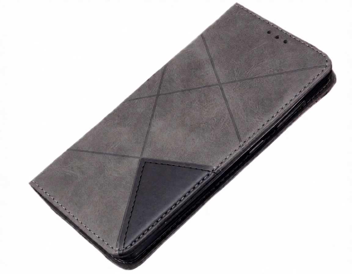 Чехол-книжка MyPads, для Xiaomi Poco M3, натуральная кожа, серый
